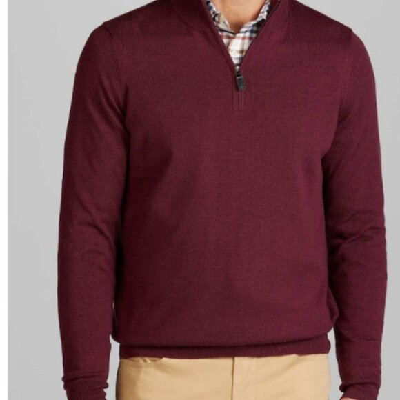 Jos. A. Bank Tailored Fit 1/4 Zip Merino Wool Sweater - Picture 1 of 1